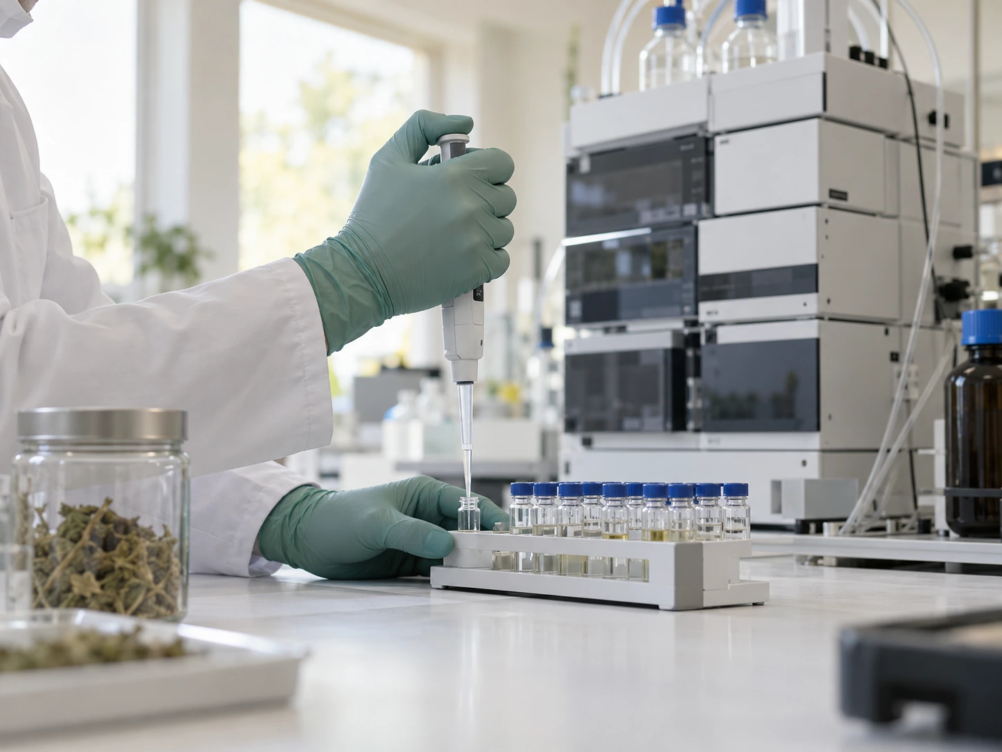 Préparation d’un échantillon à la micropipette dans un laboratoire, visuel d’illustration